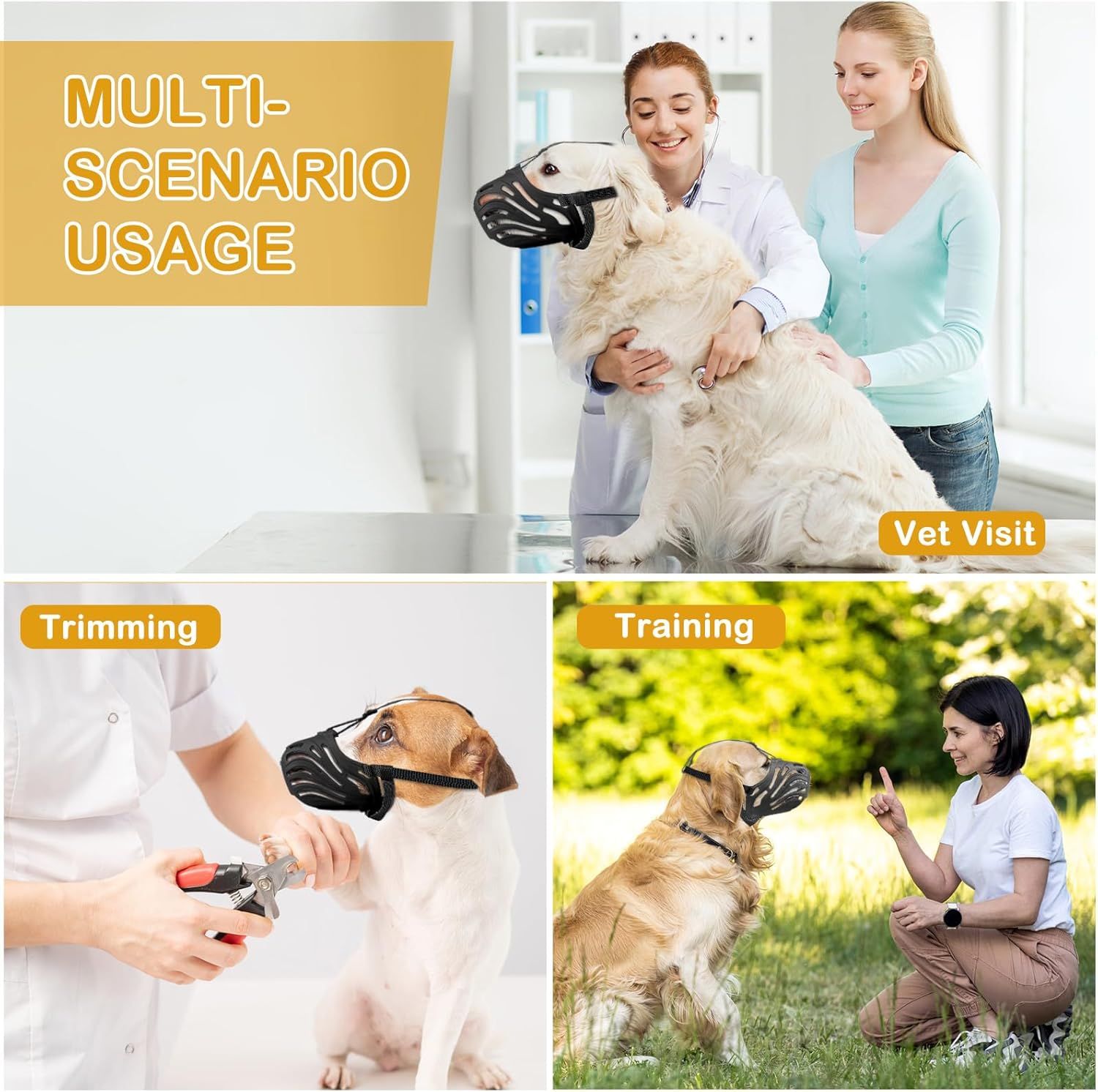 Dog Muzzle, Soft Breathable Dog Muzzles Suitable Dogs, Adjustable Basket Muzzles Prevents Chewing and Biting for Grooming Trimming Training(XL)