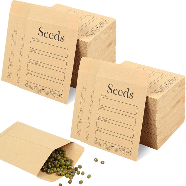 156 Pack Kraft Seed Storage Envelopes - Self-Sealing Seed Saving Packets