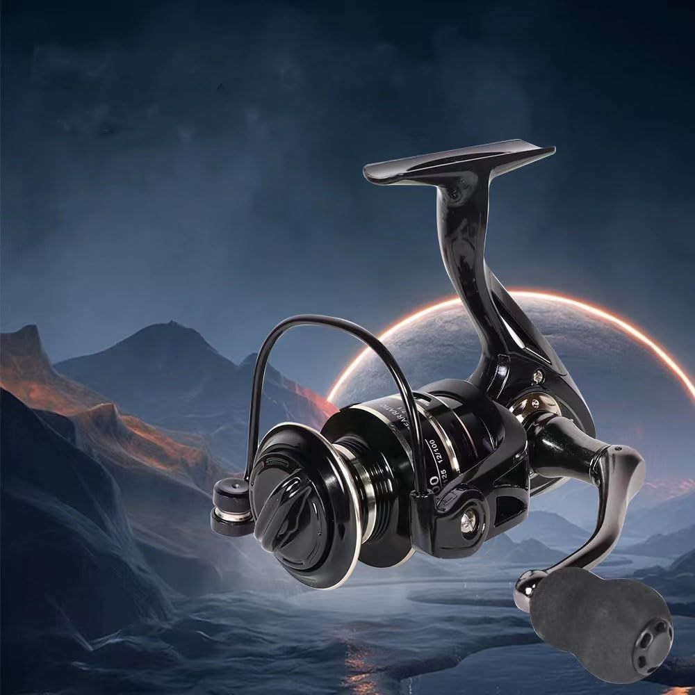 All Metal Spinning Fishing Reel, 2000 Size, Black