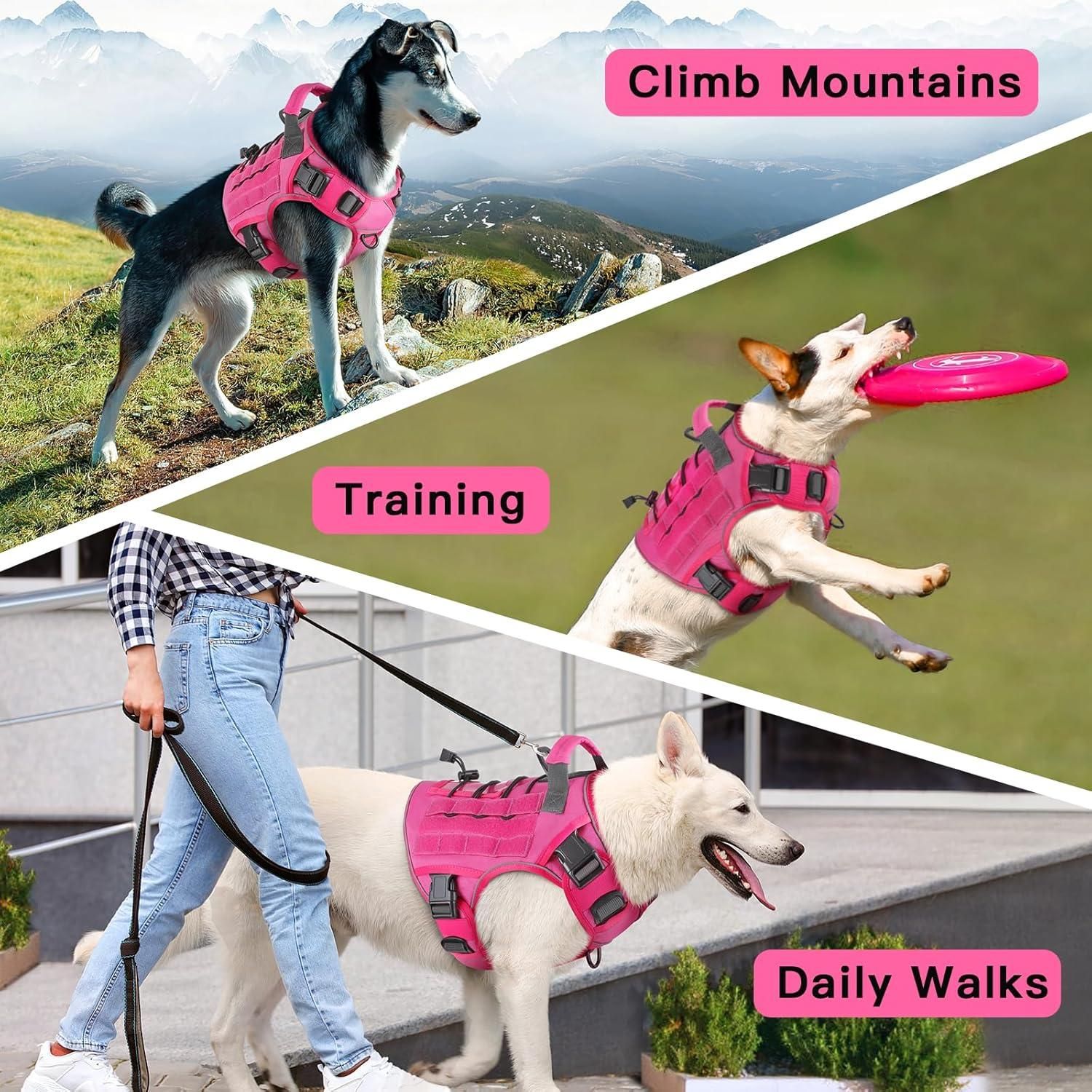 Dog Harness Large Dog No Pull Reflective Adjustable Pet Vest with Handle - Army Green M