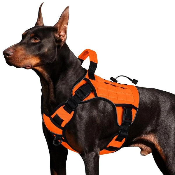 Dog Harness Large Dog No Pull Reflective Adjustable Pet Vest with Handle - Orange M