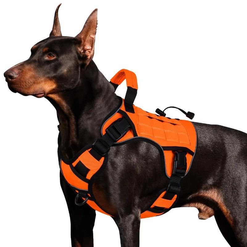 Dog Harness Large Dog No Pull Reflective Adjustable Pet Vest with Handle - Orange XL