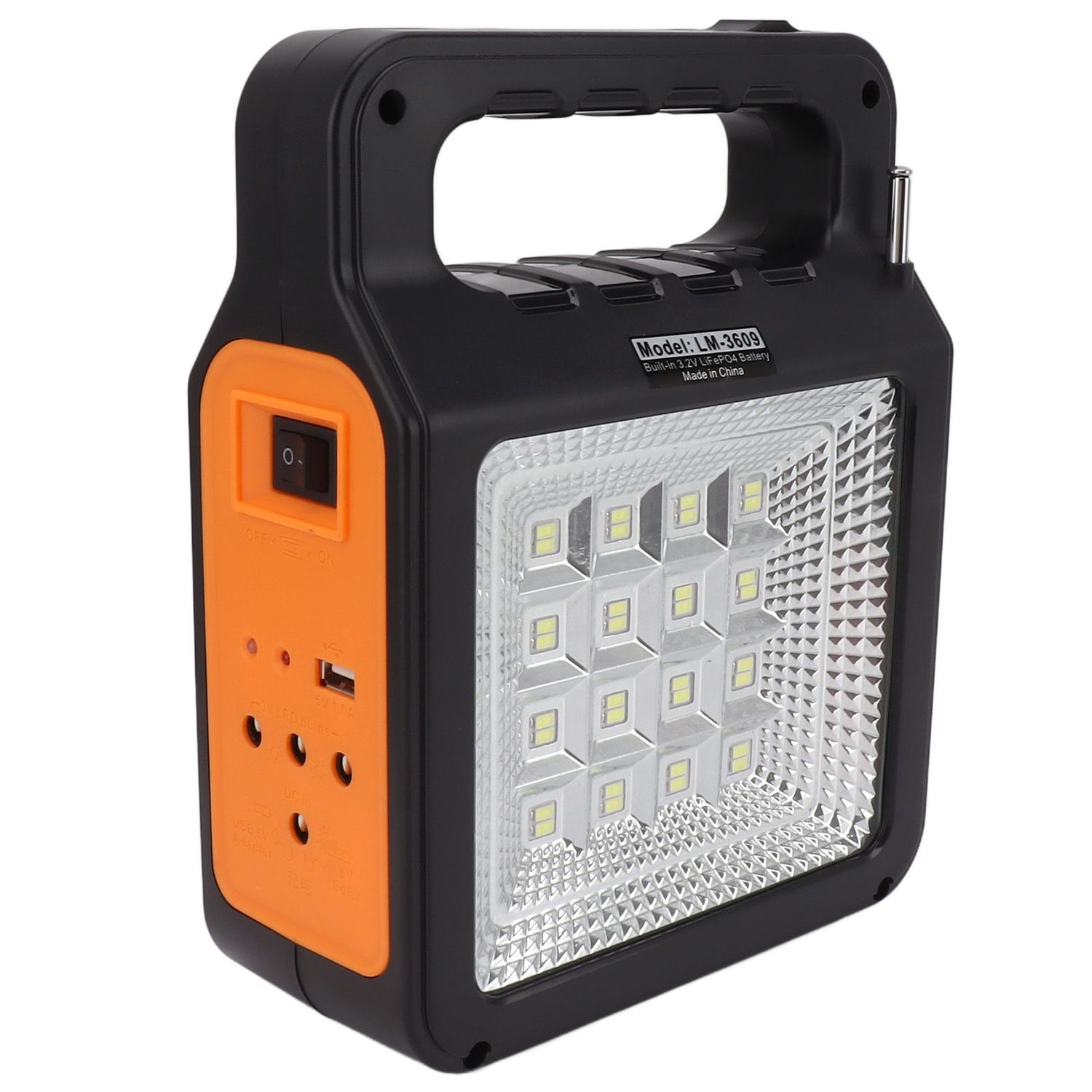 6000mAh Solar Emergency Lighting & Power Kit – Radio, MP3, 3 Bulbs & USB Charging