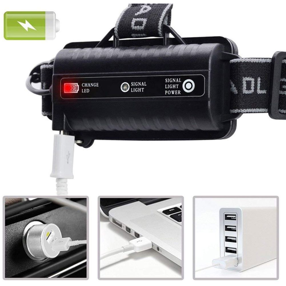 5 LED XM-L T6 XPE Headlight 15000 lumens LED USB Headlamp Camp Hike Emergency Light Fishing Out
