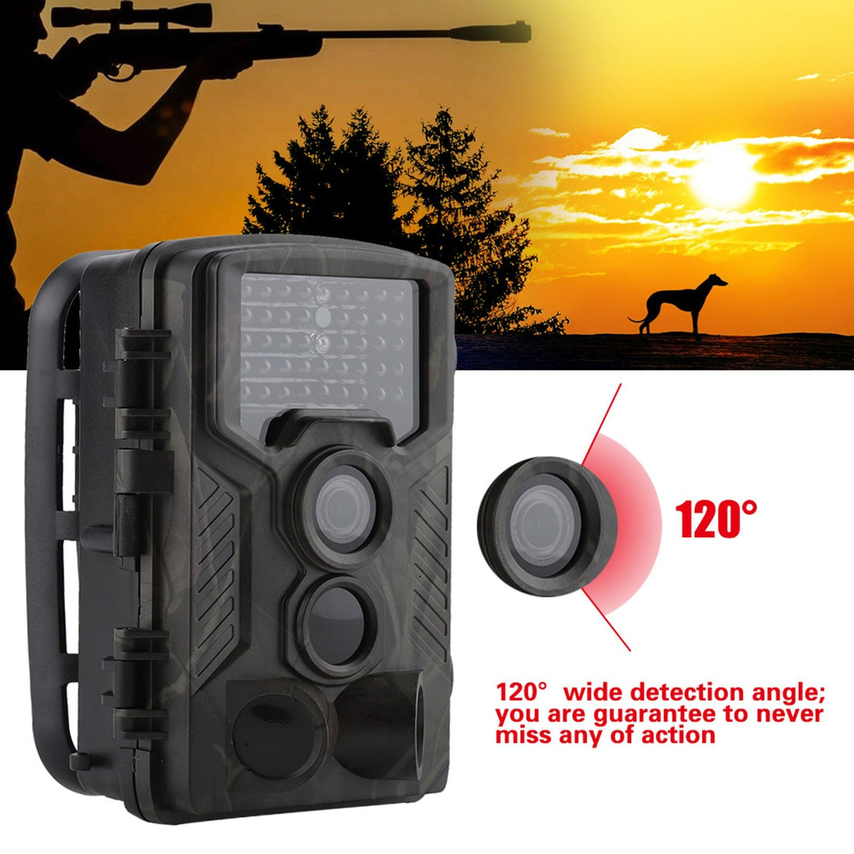 12MP 1080P Waterproof Trail Camera, 42 IR LEDs