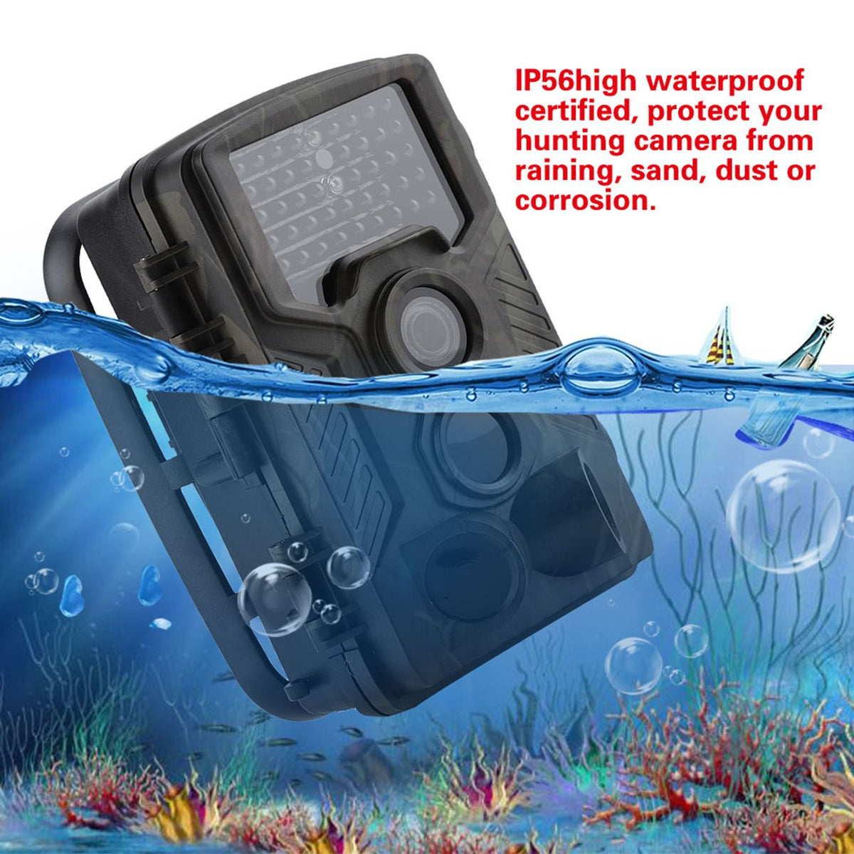 12MP 1080P Waterproof Trail Camera, 42 IR LEDs