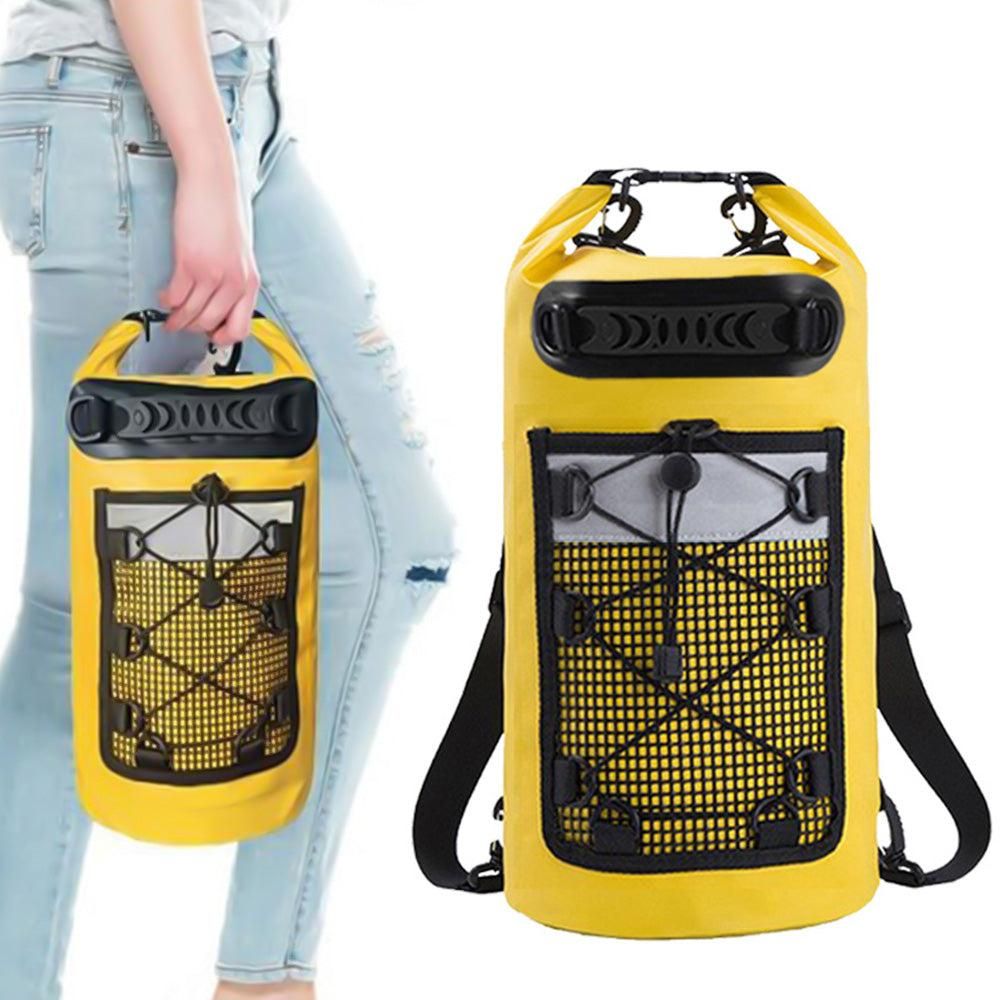 Roll-Top Backpack Dry Bag with Handle, L, Yellow