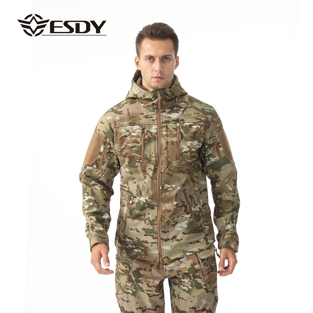 ESDY Men's Soft Shell Windproof Jacket, Camouflage - Small
