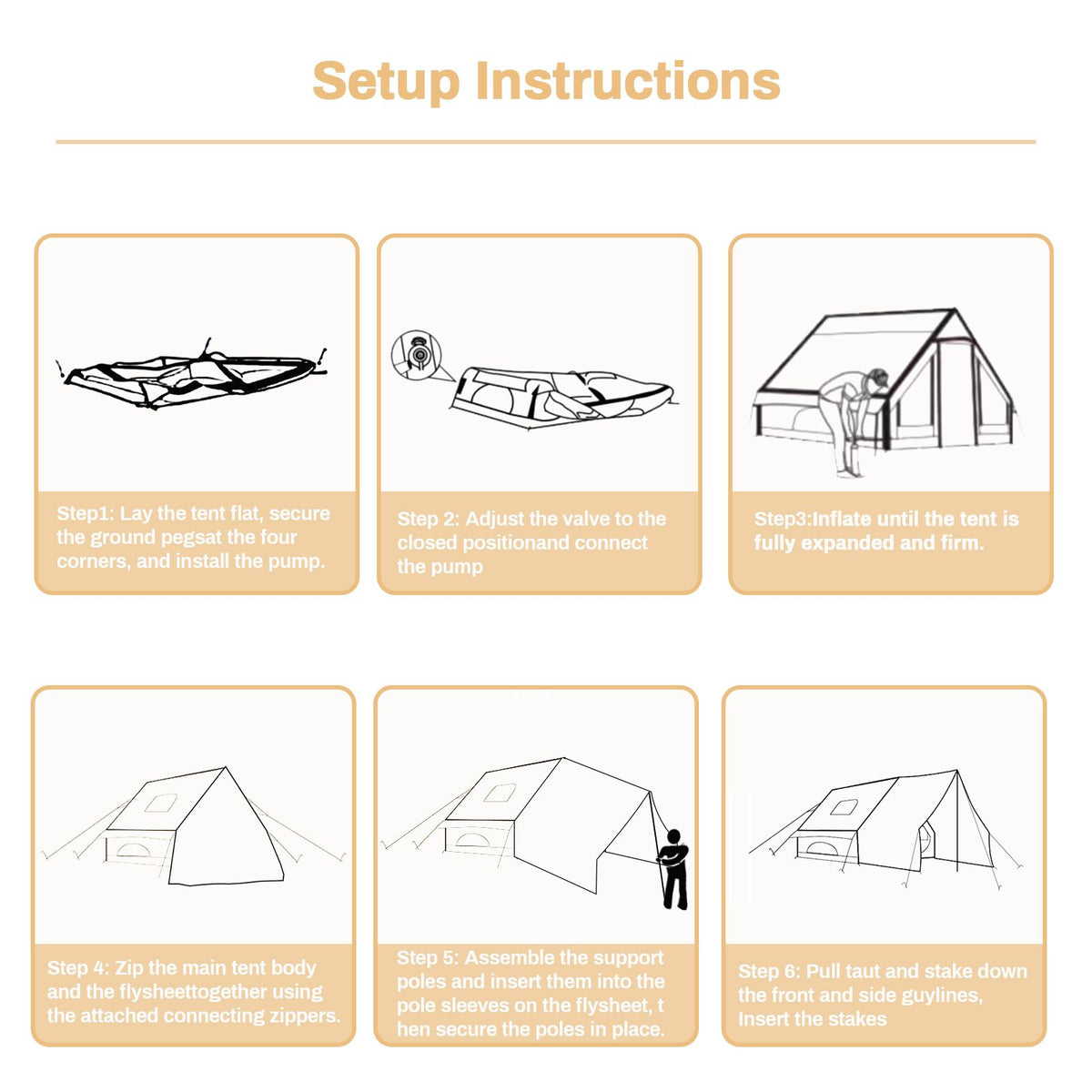 Inflatable Family Cabin Tent, 4-6 Person, with Awning Porch and Air Pump, Dark Green