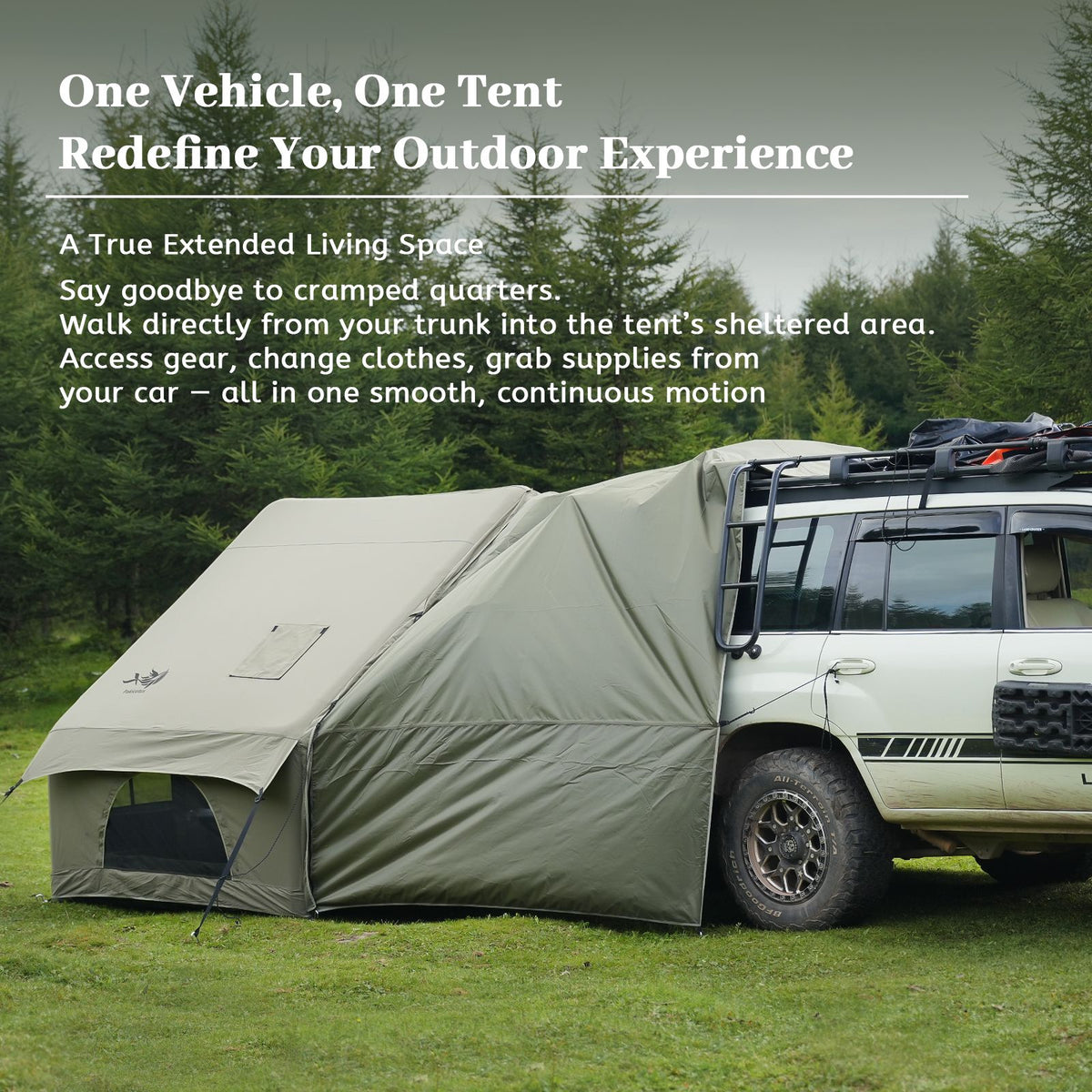 Inflatable Family Cabin Tent, 4-6 Person, with Awning Porch and Air Pump, Dark Green