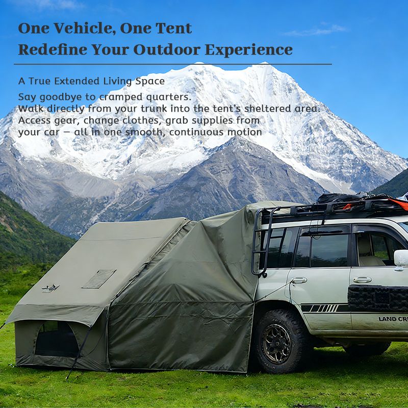 Inflatable Family Cabin Tent, 4-6 Person, with Awning Porch and Air Pump, Dark Green