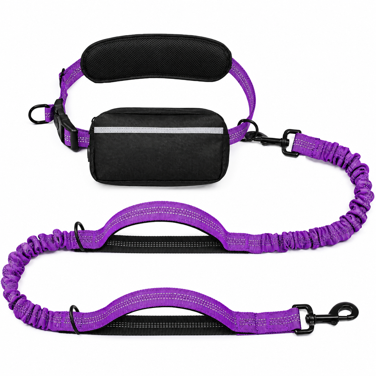 Hands-Free Dog Walking Belt with Bungee Leash, Purple