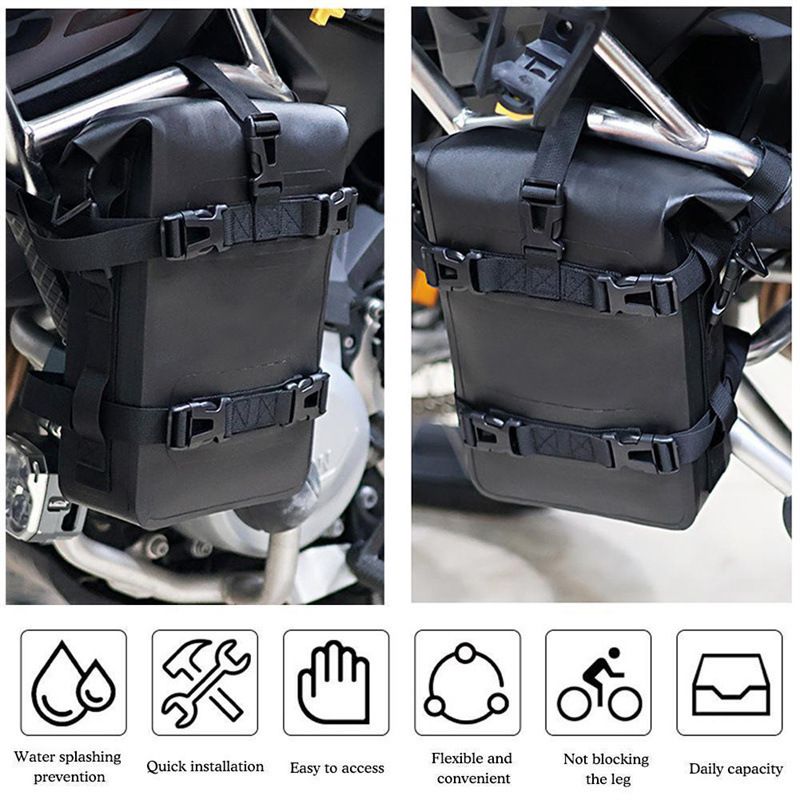 Waterproof Motorcycle Saddle Bag, 8L, Black
