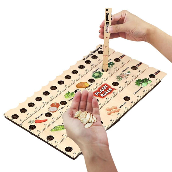 Wooden Seed Spacing Plant Ruler, Square Foot Gardening