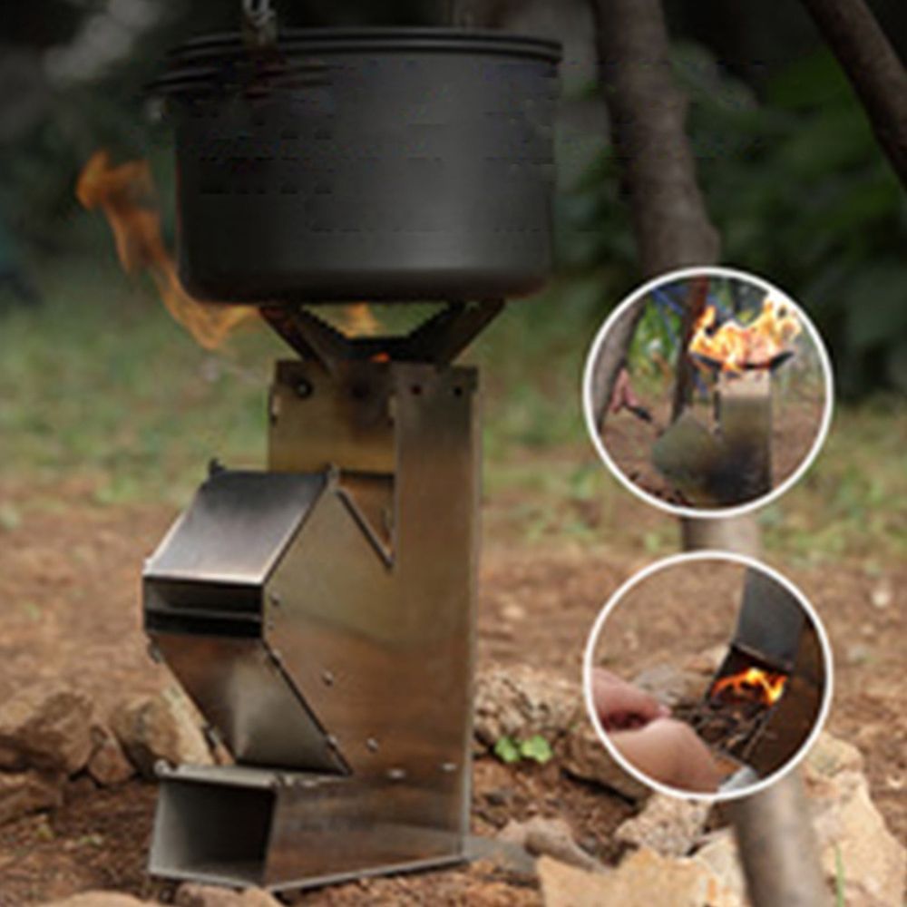 Portable Rocket Stove, Removable Design for Camp Cooking