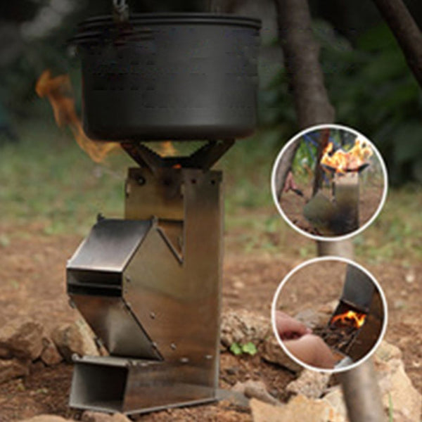 Portable Rocket Stove, Removable Design for Camp Cooking