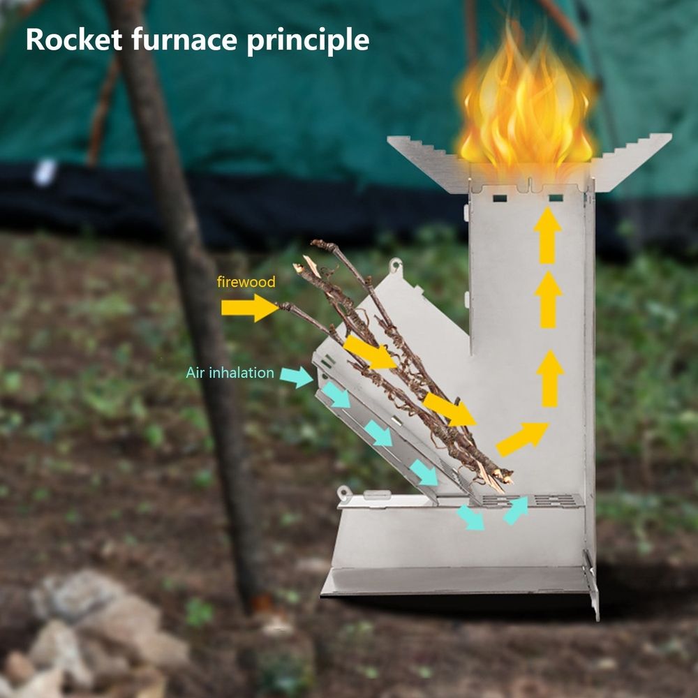 Portable Rocket Stove, Removable Design for Camp Cooking