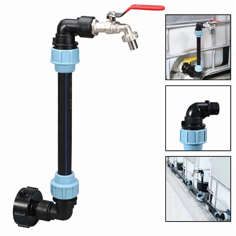 3/4 Inch Gooseneck IBC Tank Outlet Tap, Brass and Plastic