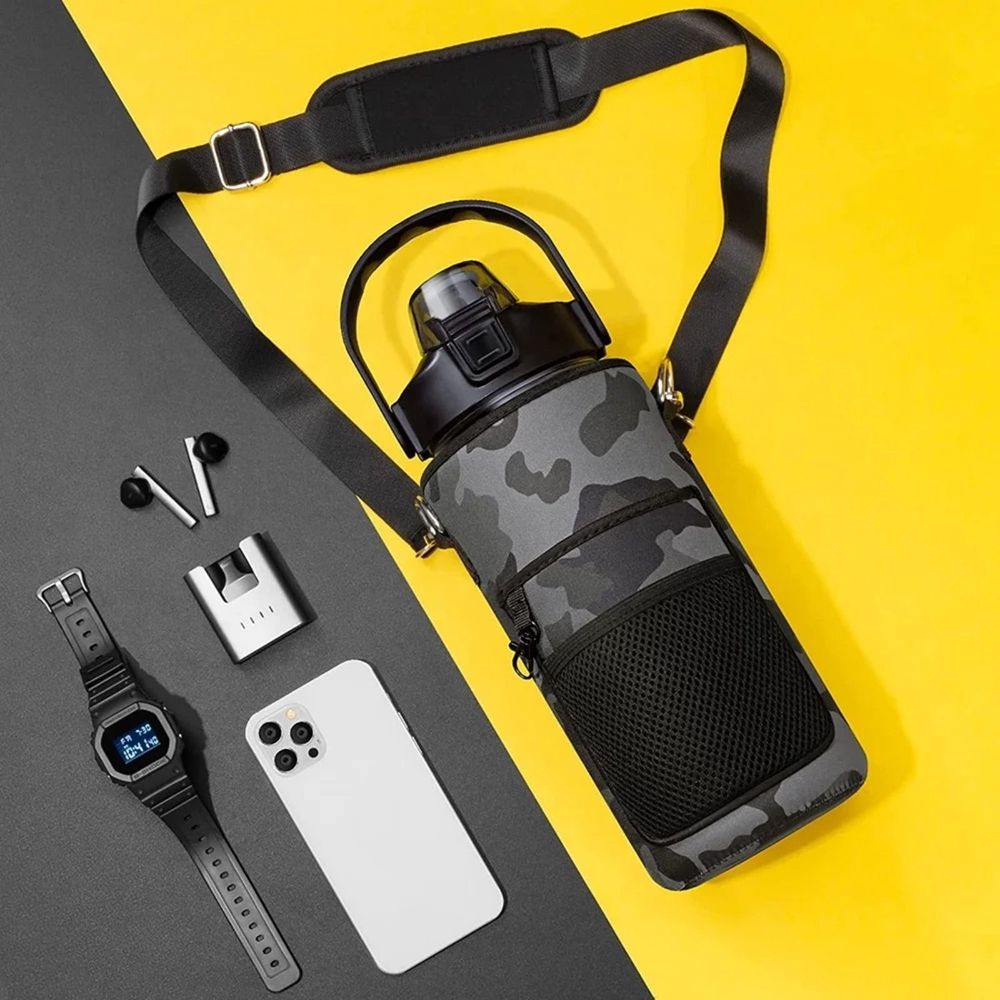 1.9L (64 oz) Water Bottle with Time Markers and Leak-Proof Lid
