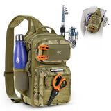 Fishing Sling Backpack for Anglers, Olive Green