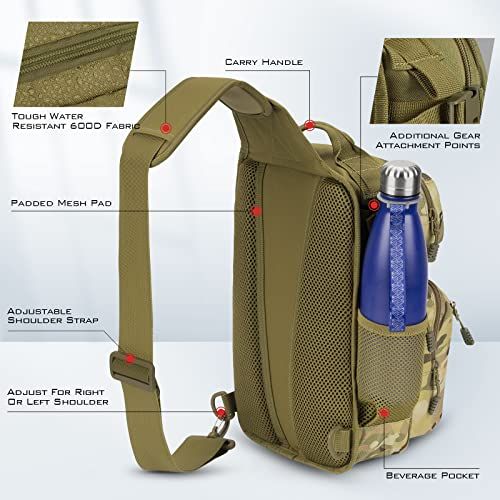 Fishing Sling Backpack for Anglers, Olive Green