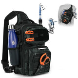 Fishing Sling Backpack for Anglers, Dark Camo