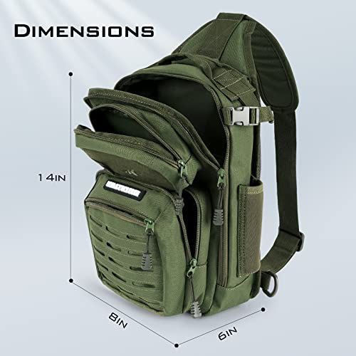 Fishing Sling Bag for Anglers, Olive Green (Style 2)
