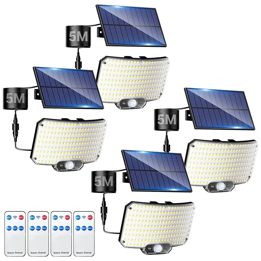 238 LED Solar Motion Sensor Flood Light with Remote, IP65, Black