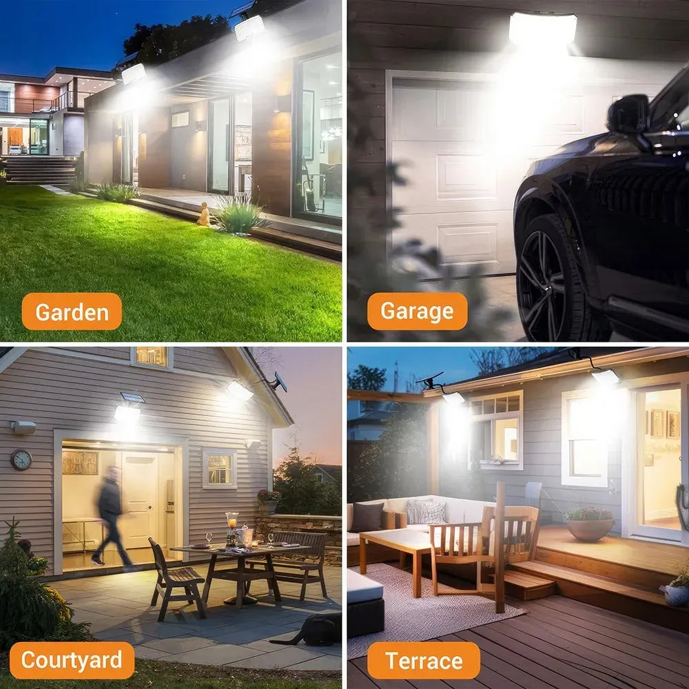 238 LED Solar Motion Sensor Flood Light with Remote, IP65, Black
