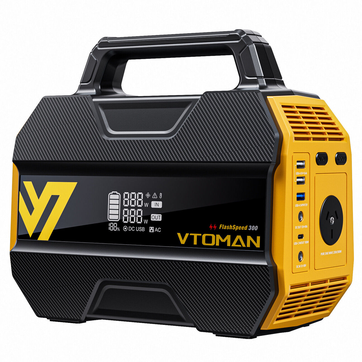 VTOMAN FlashSpeed 300 Portable Power Station, 230Wh LiFePO4, 300W AC