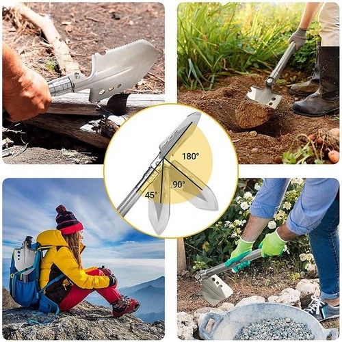 Folding Camping Shovel with Knife, Hammer & Fire Starter, 77cm
