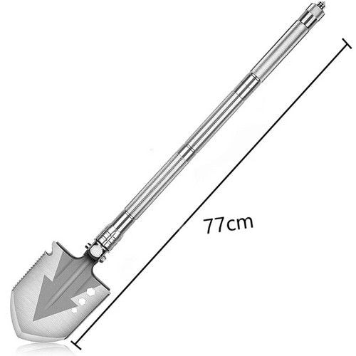 Folding Camping Shovel with Knife, Hammer & Fire Starter, 77cm
