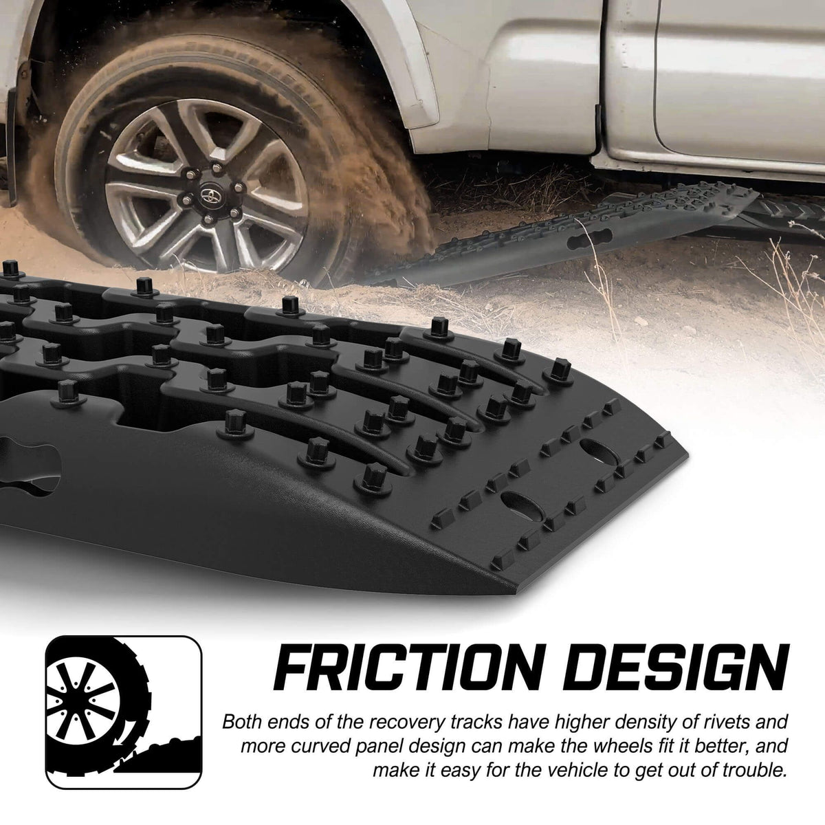 X-BULL Gen 3.0 Recovery Tracks, 2 Pairs with Mounting Pins, Black