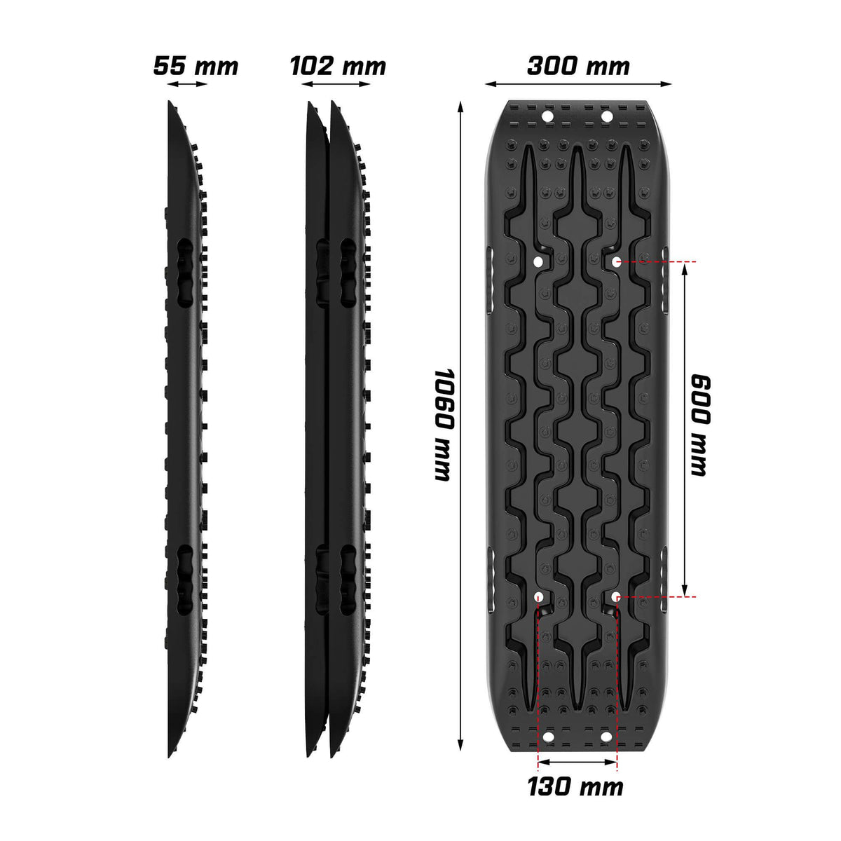 X-BULL Gen 3.0 Recovery Tracks, 2 Pairs with Mounting Pins, Black