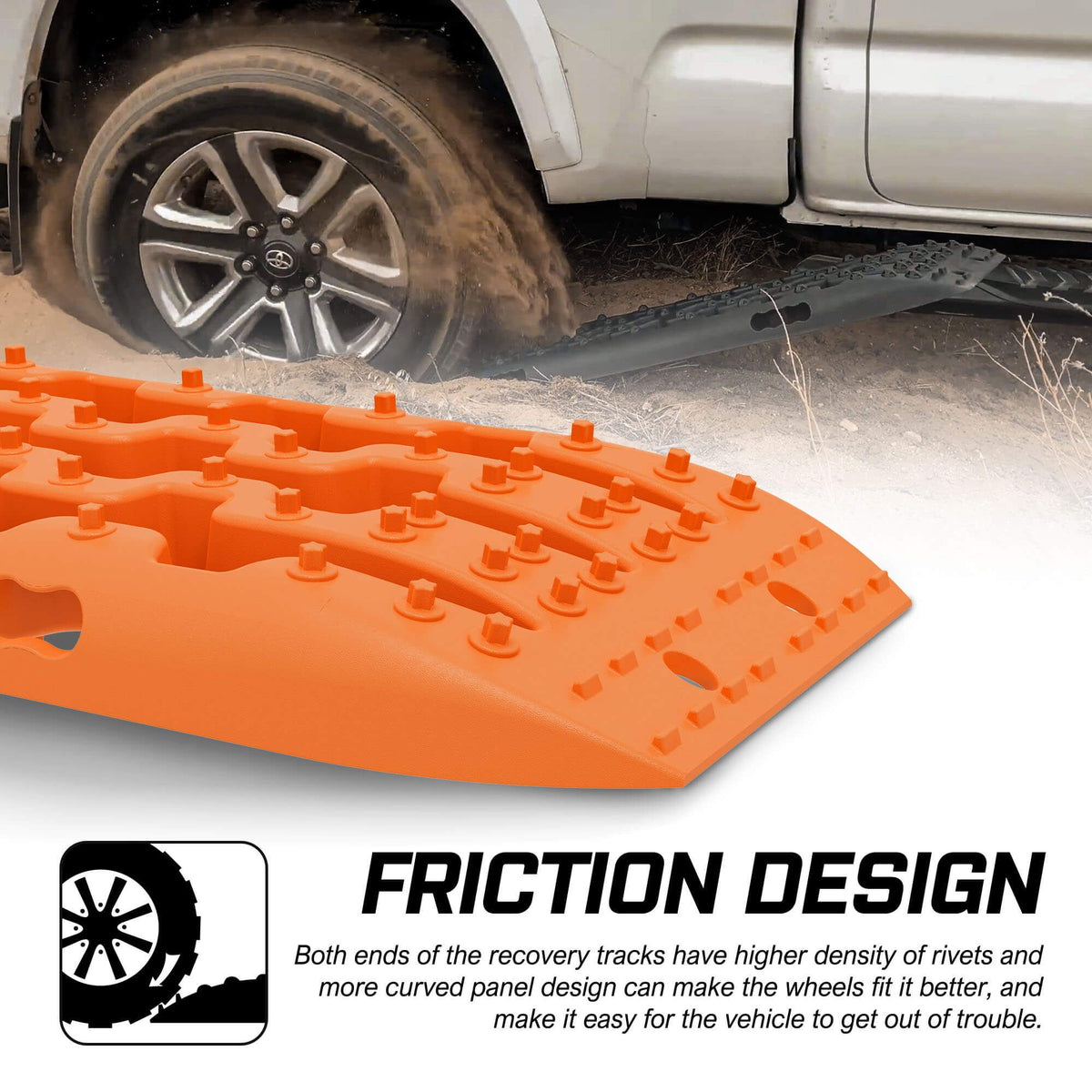 X-BULL Gen 3.0 Recovery Tracks Kit, 1 Pair with Carry Bag & Mounting Pins, Orange