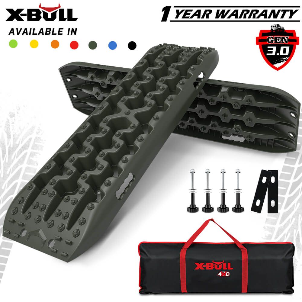 X-BULL Gen 3.0 Recovery Tracks Kit, 1 Pair with Carry Bag & Mounting Pins, Olive