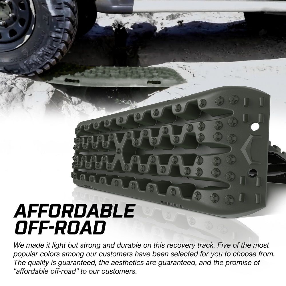 X-BULL Gen 3.0 Recovery Tracks Kit, 1 Pair with Carry Bag & Mounting Pins, Olive