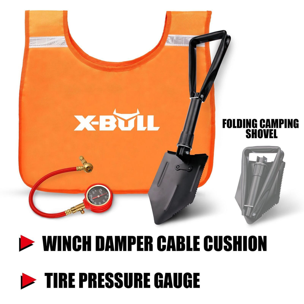 X-BULL Winch Recovery Kit with Gen 2.0 Recovery Tracks, 13 Piece, Orange