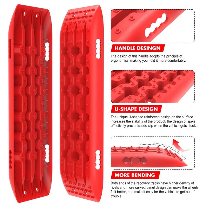 X-BULL Gen 2.0 Recovery Tracks, 1 Pair with Mounting Pins, Red