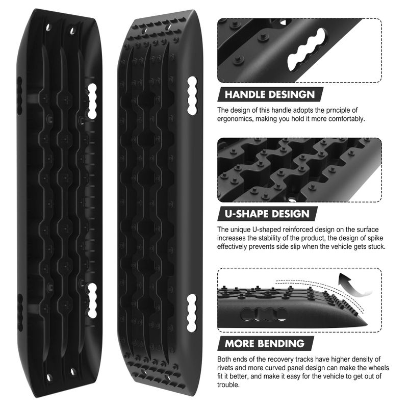 X-BULL Gen 2.0 Recovery Tracks, 1 Pair with Mounting Pins, Black