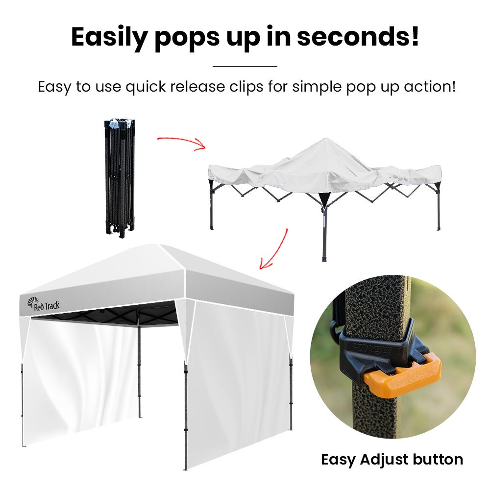 RED TRACK Ultra Compact Folding Gazebo, 3 x 3m with Walls, White