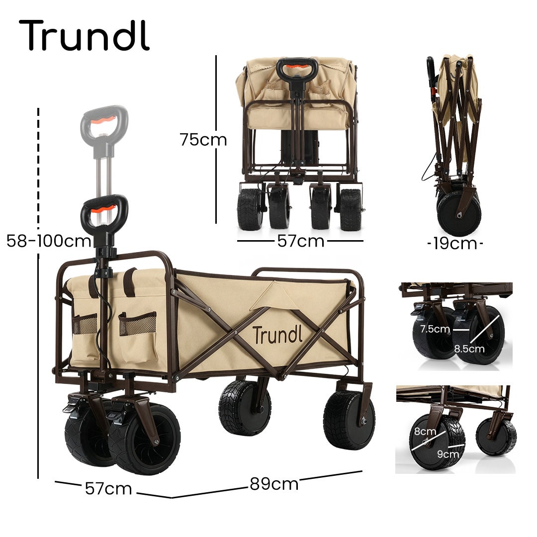 TRUNDL 106L Electric Folding Wagon, All-Terrain Wheels, Cream