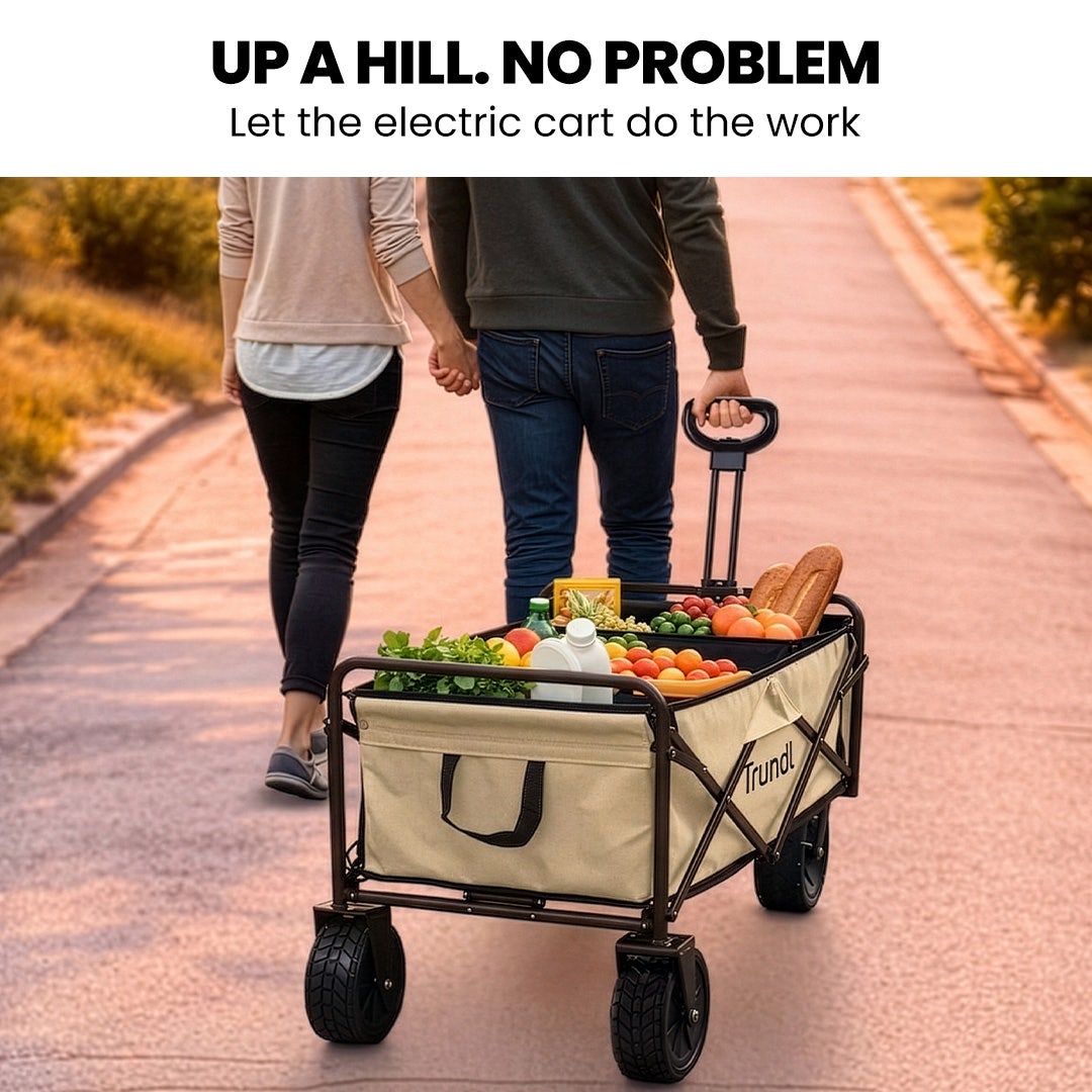 TRUNDL 106L Electric Folding Wagon, All-Terrain Wheels, Cream
