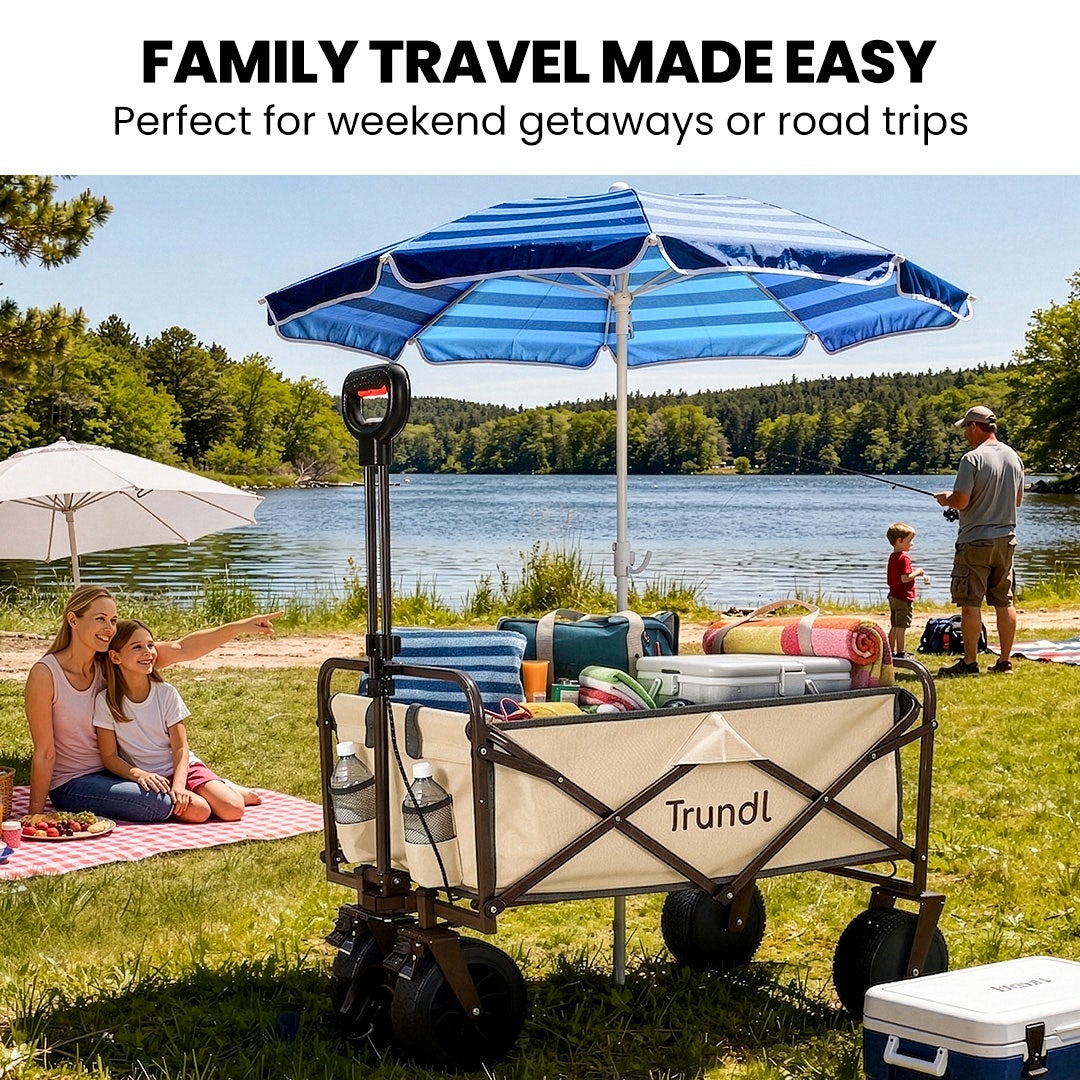 TRUNDL 106L Electric Folding Wagon, All-Terrain Wheels, Cream