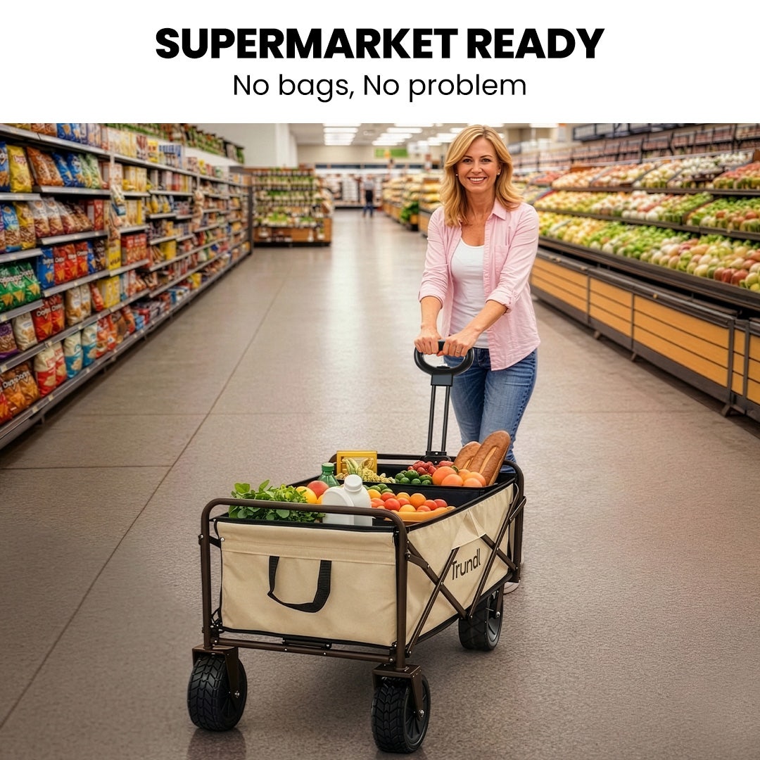 TRUNDL 106L Electric Folding Wagon, All-Terrain Wheels, Cream