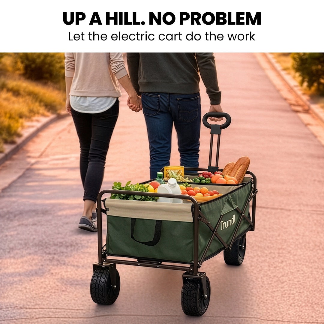 TRUNDL 106L Electric Folding Wagon, All-Terrain Wheels, Green