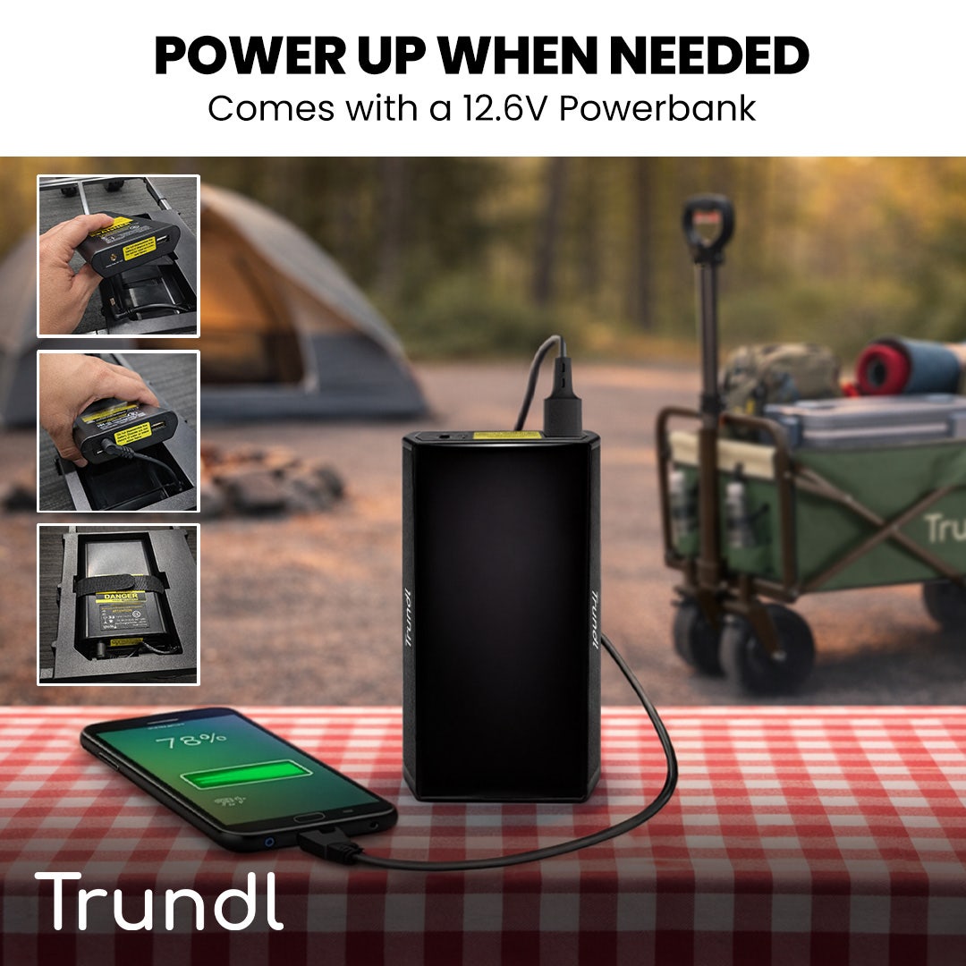 TRUNDL 106L Electric Folding Wagon, All-Terrain Wheels, Green
