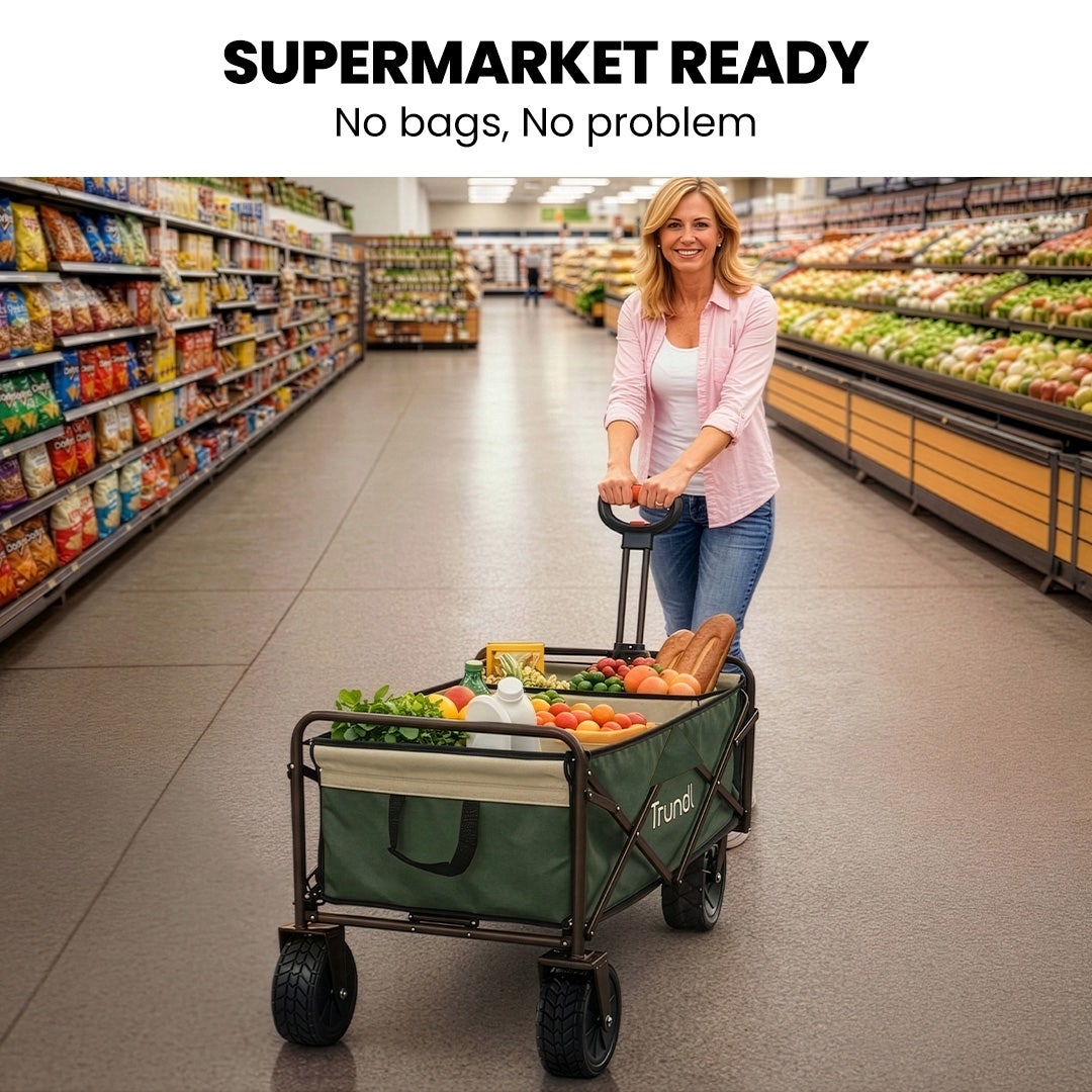 TRUNDL 106L Electric Folding Wagon, All-Terrain Wheels, Green
