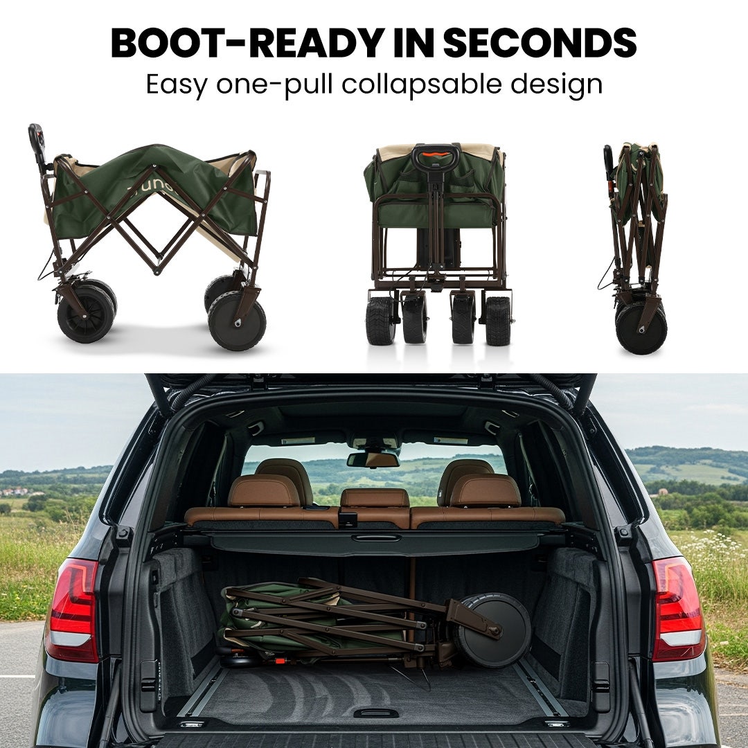 TRUNDL 106L Electric Folding Wagon, All-Terrain Wheels, Green