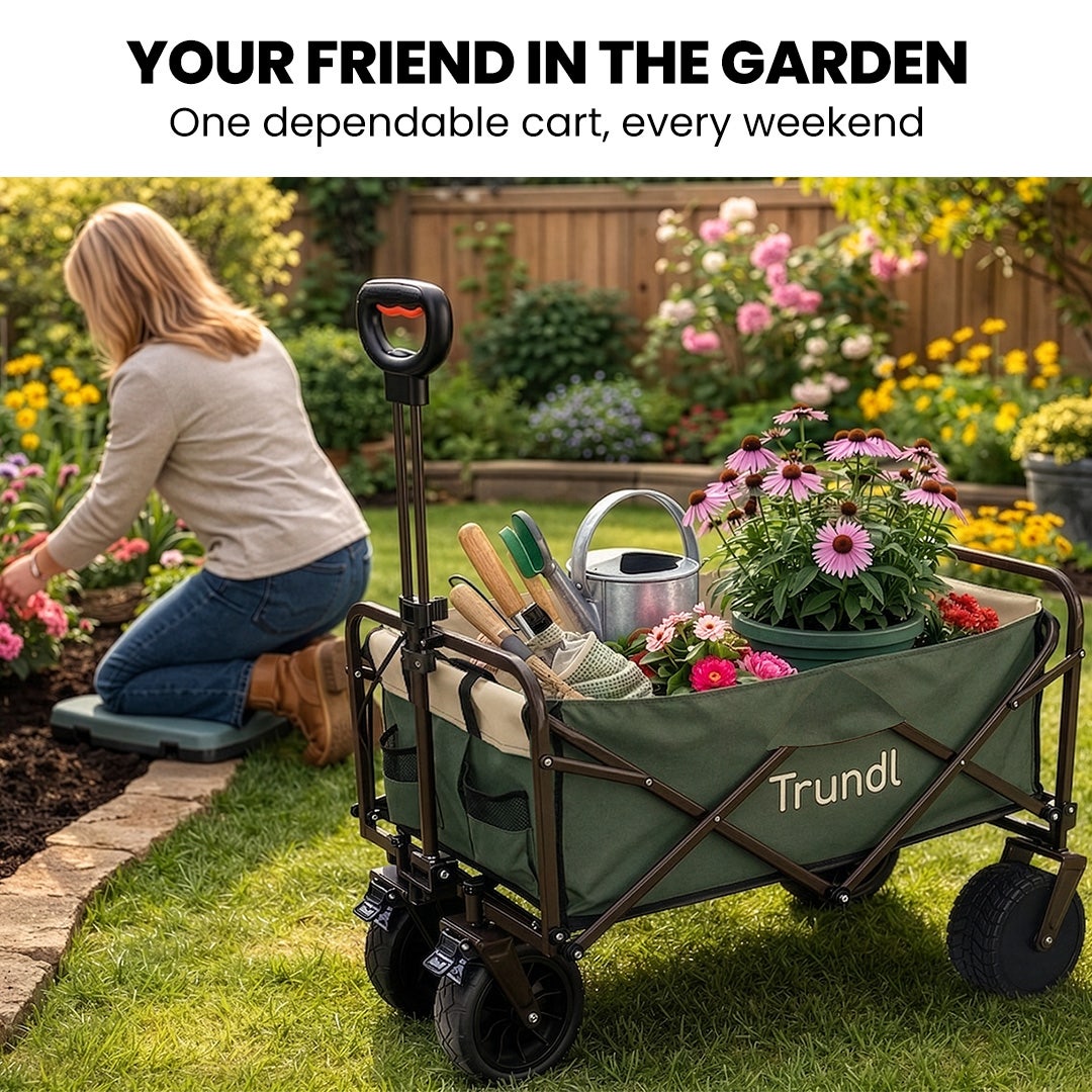 TRUNDL 106L Electric Folding Wagon, All-Terrain Wheels, Green